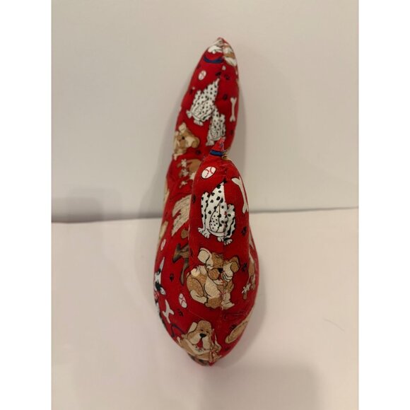 Dog-Themed Handmade Red Plush Stuffed Animal Toy With Cute Cartoon Dog Print - Picture 6 of 10